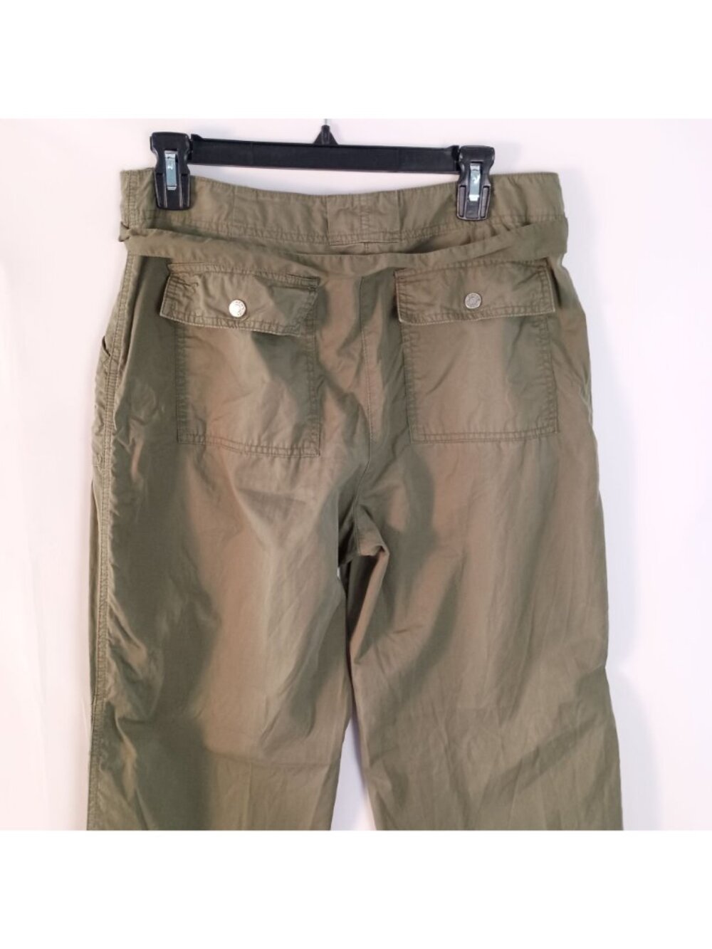 Chico's Green High Rise Straight Leg Pants Belted Women's Size M 10 - Picture 6 of 8